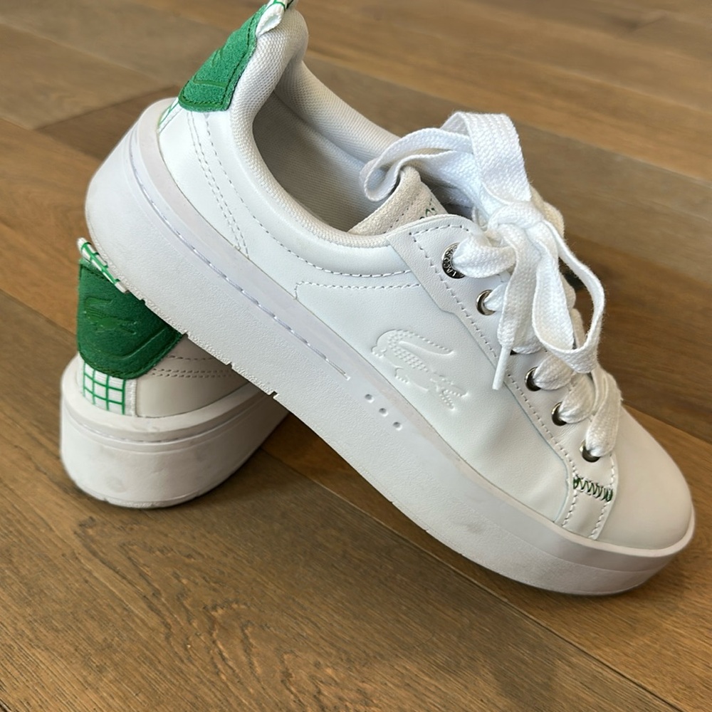 Lacoste White leather platform sneakers worn 2 times. European 39